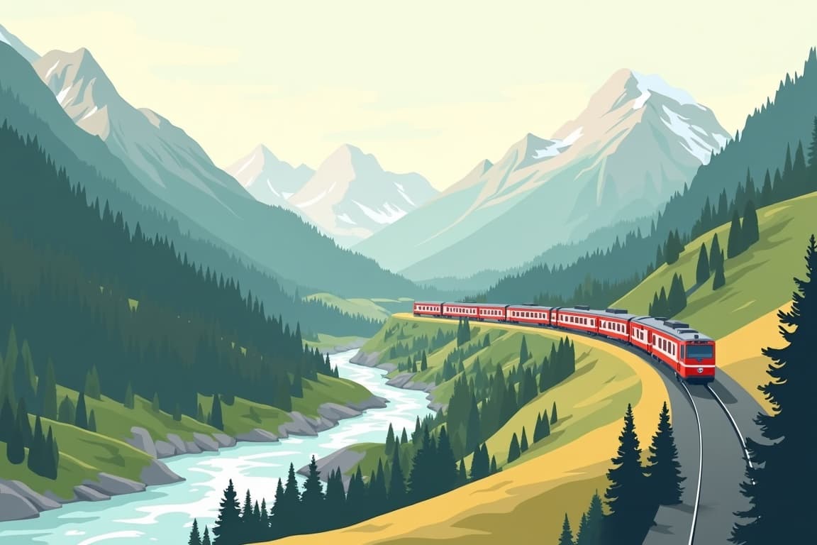 Illustration of Glacier Express Chur - Brig