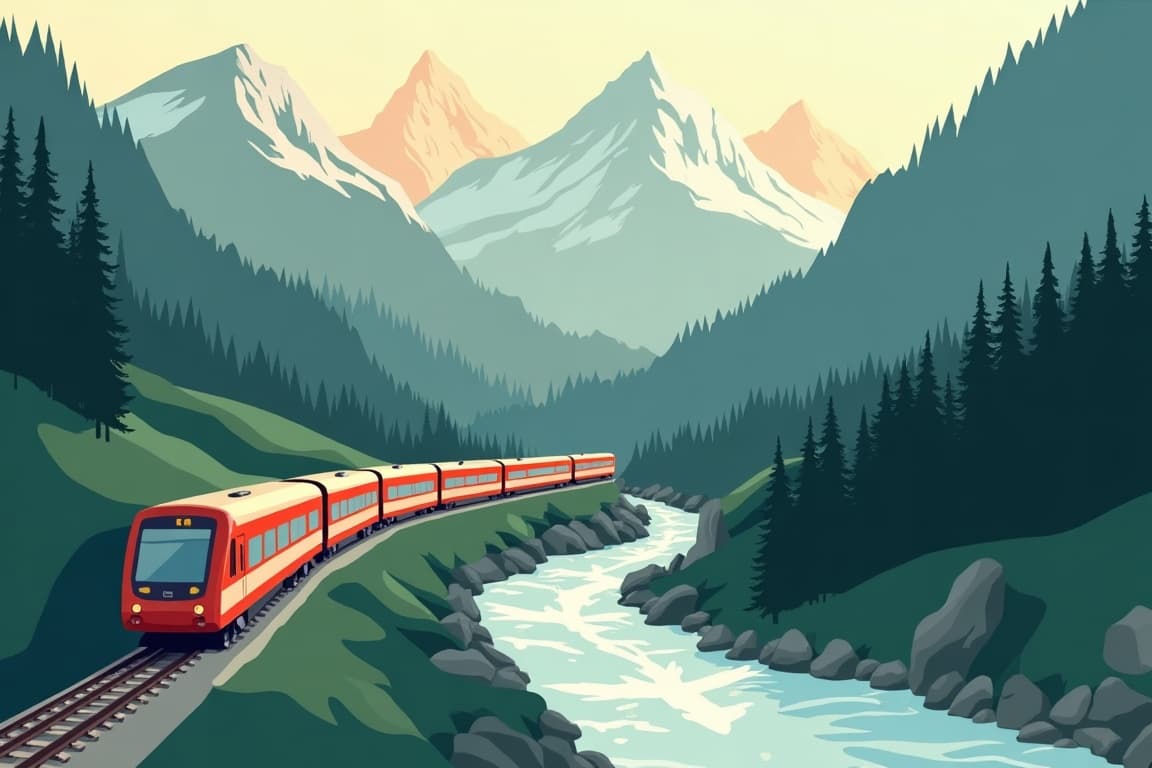 Illustration of Glacier Express St. Moritz - Brig