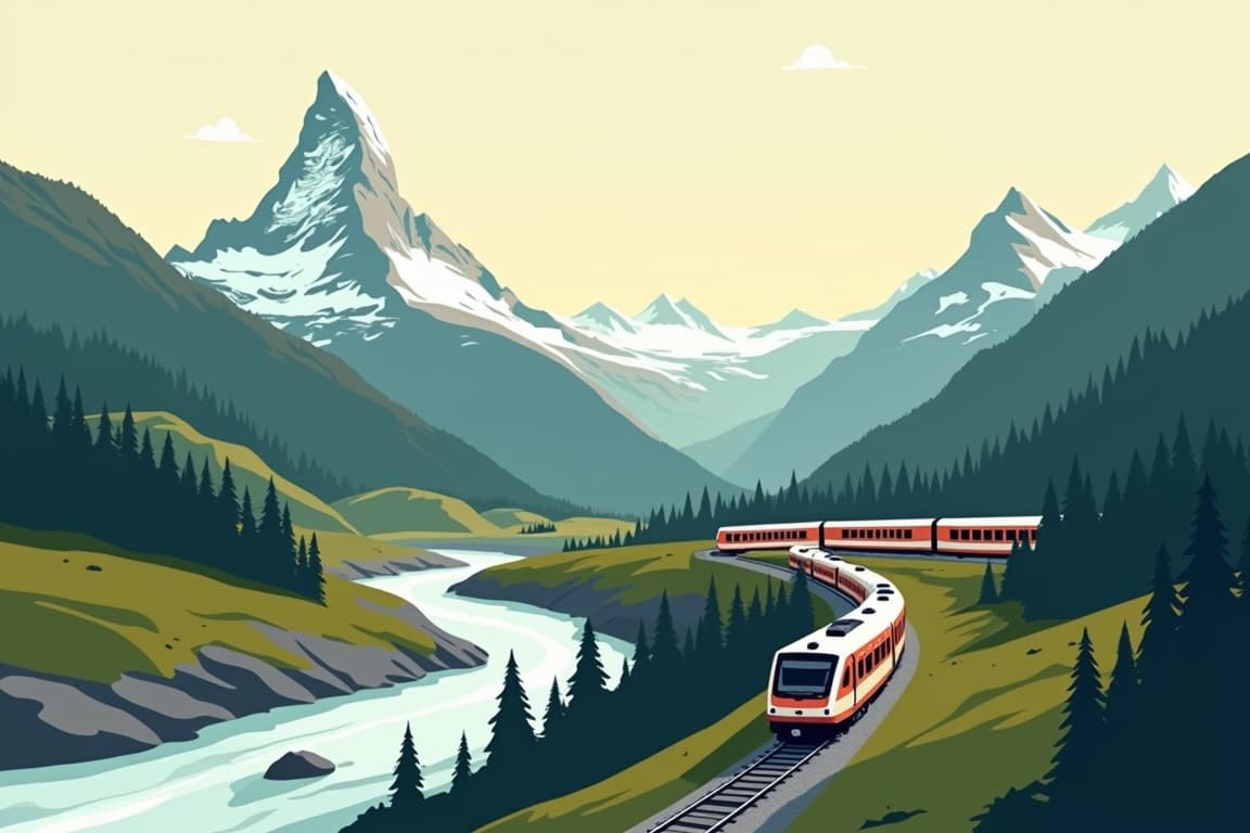 Illustration of Glacier Express St. Moritz - Zermatt