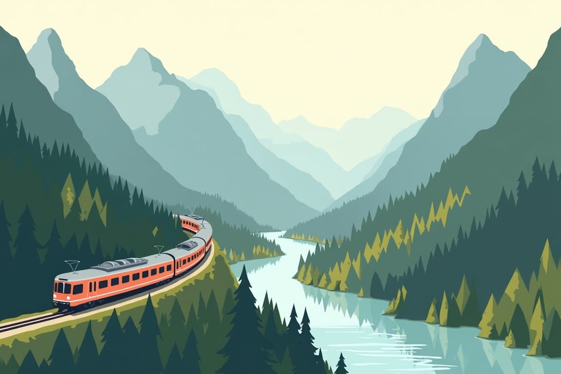 Illustration of Glacier Express Zermatt - Chur