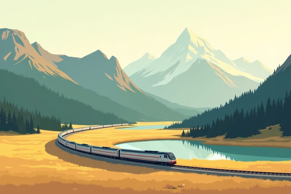 Illustration of Glacier National Park & Chicago