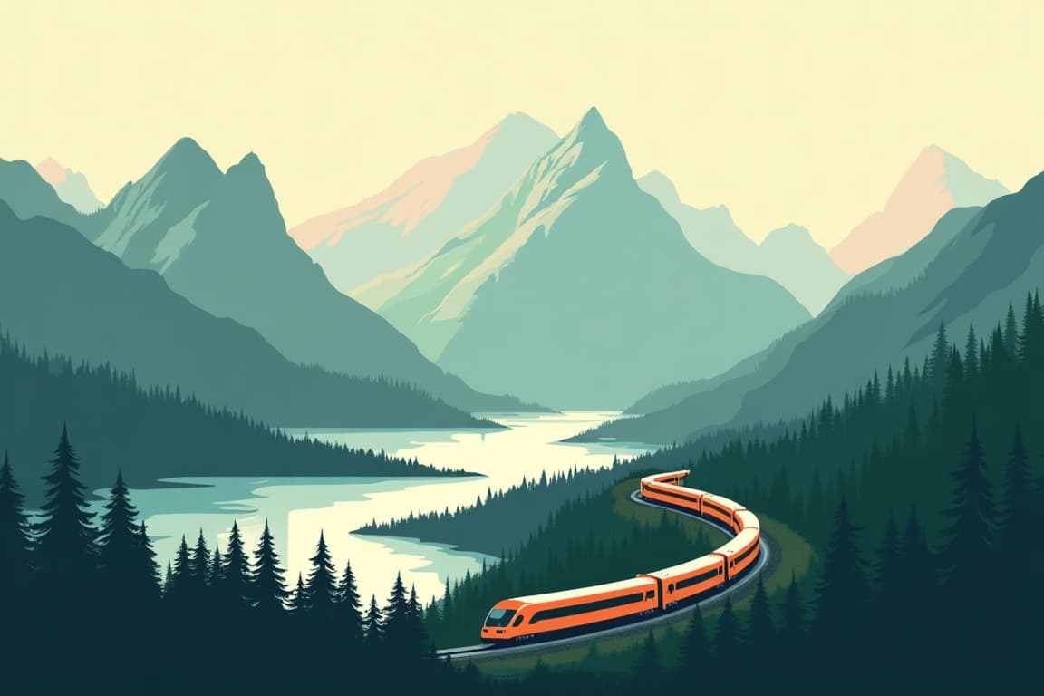 Illustration of Glacier National Park & Seattle