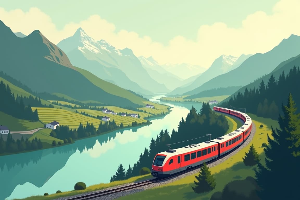 Illustration of GoldenPass & the Romantic Rhine
