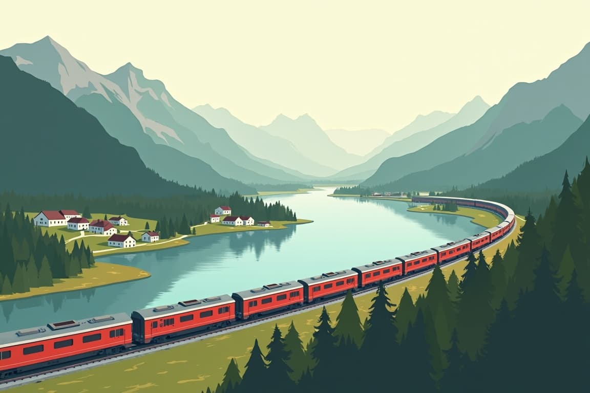 Illustration of Grand Austrian Lakes & Mountains