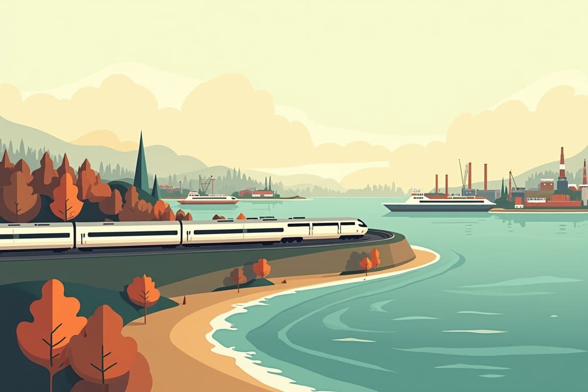 Illustration of Hamburg and Stockholm