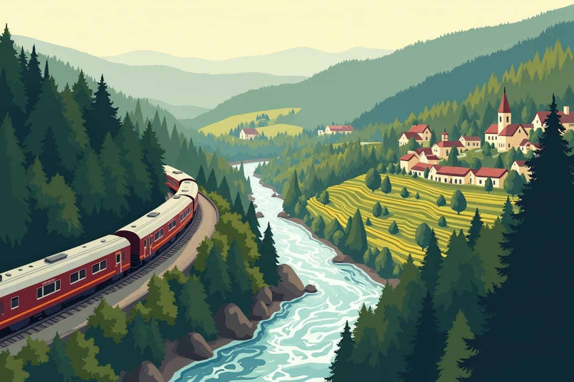 Illustration of Harz Mountains & Rhine Gorge