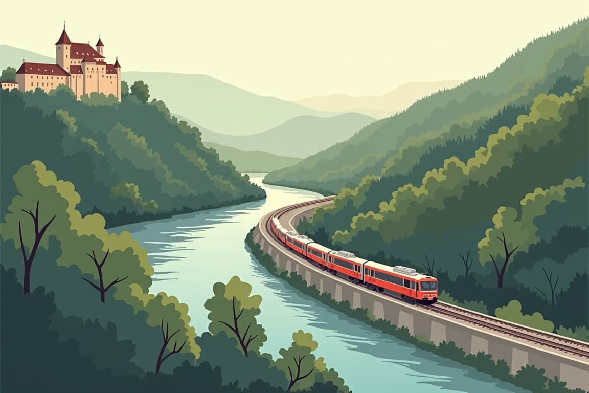 Illustration of Heidelberg and Lake Constance
