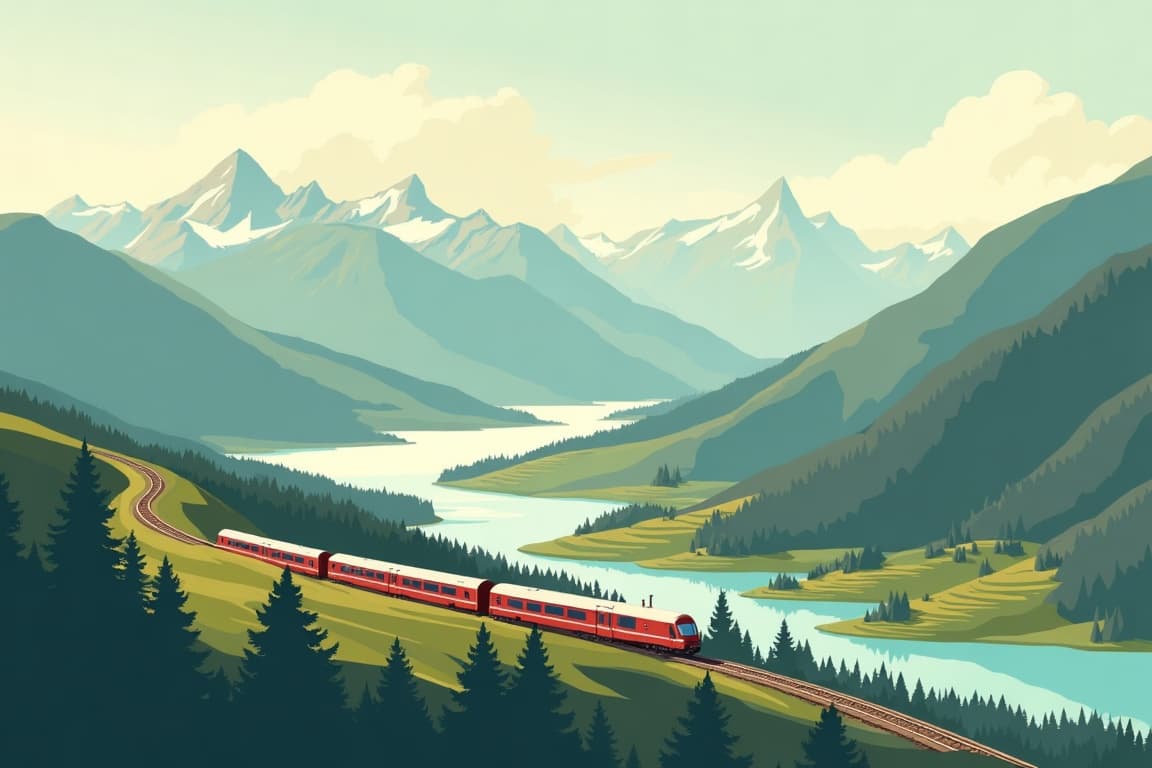 Illustration of Highlights of Switzerland in Summer