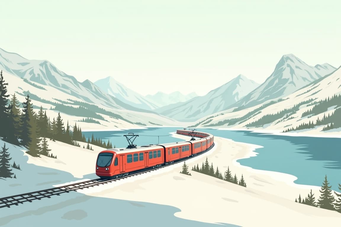 Illustration of Highlights of Switzerland in Winter