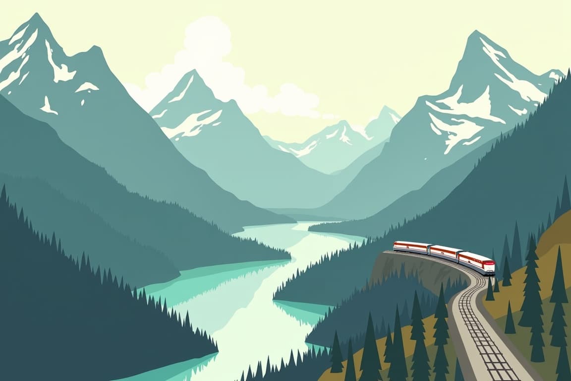 Illustration of Highlights of the Canadian Rockies