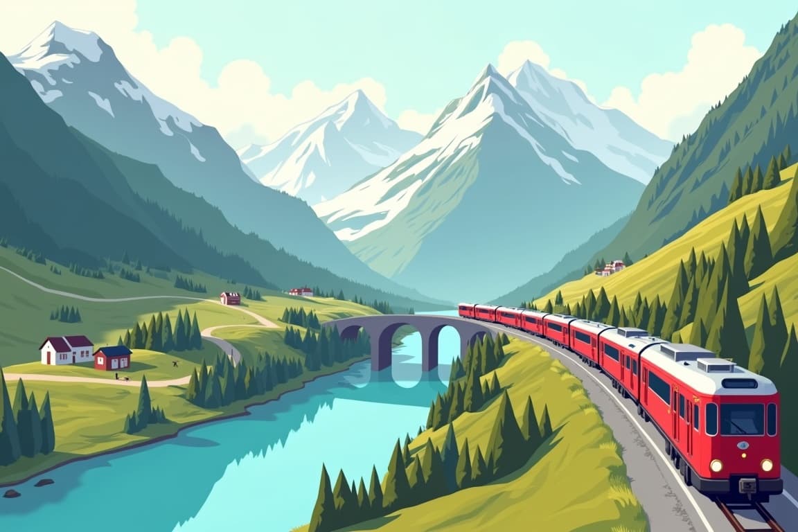 Illustration of Highlights of the Glacier Express
