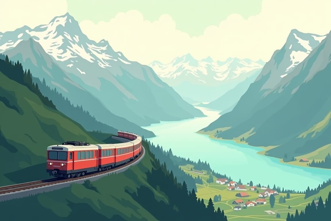 Illustration of Jungfrau Express & Interlaken