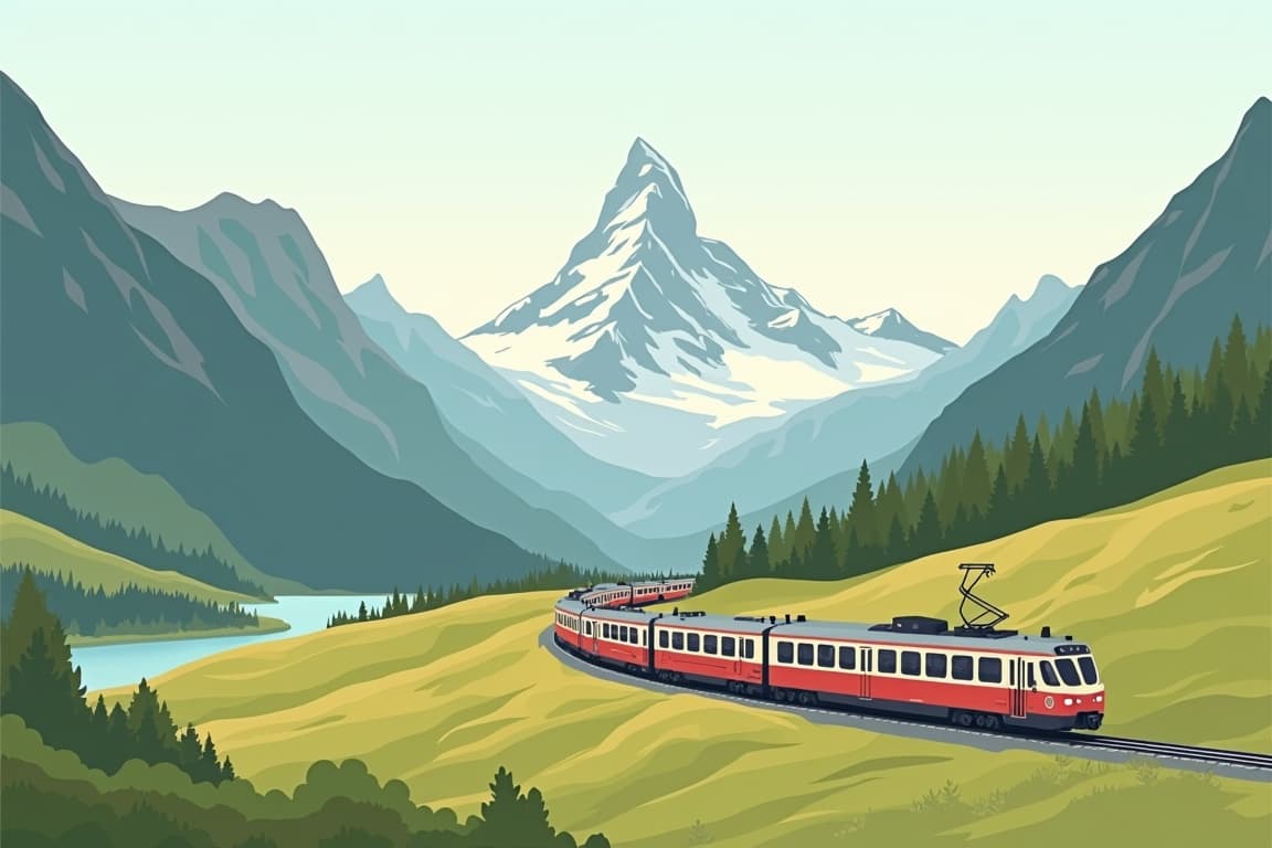 Illustration of Jungfrau Express from Grindelwald
