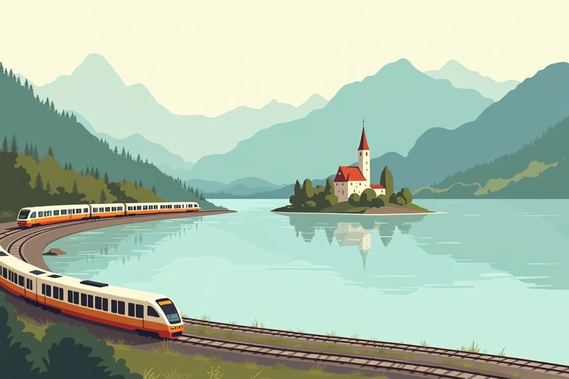 Illustration of Lake Bled and Croatia
