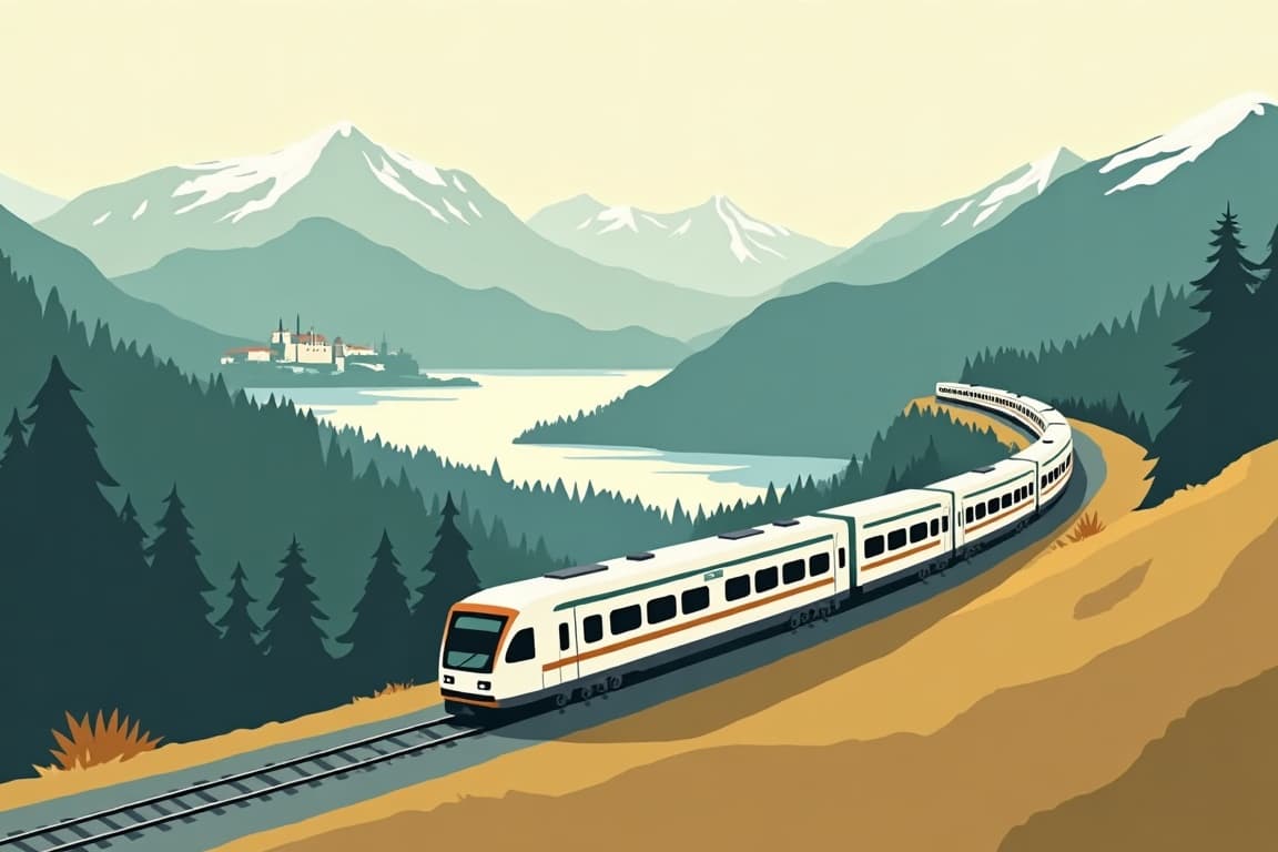 Illustration of Lake Bled via Munich and Salzburg