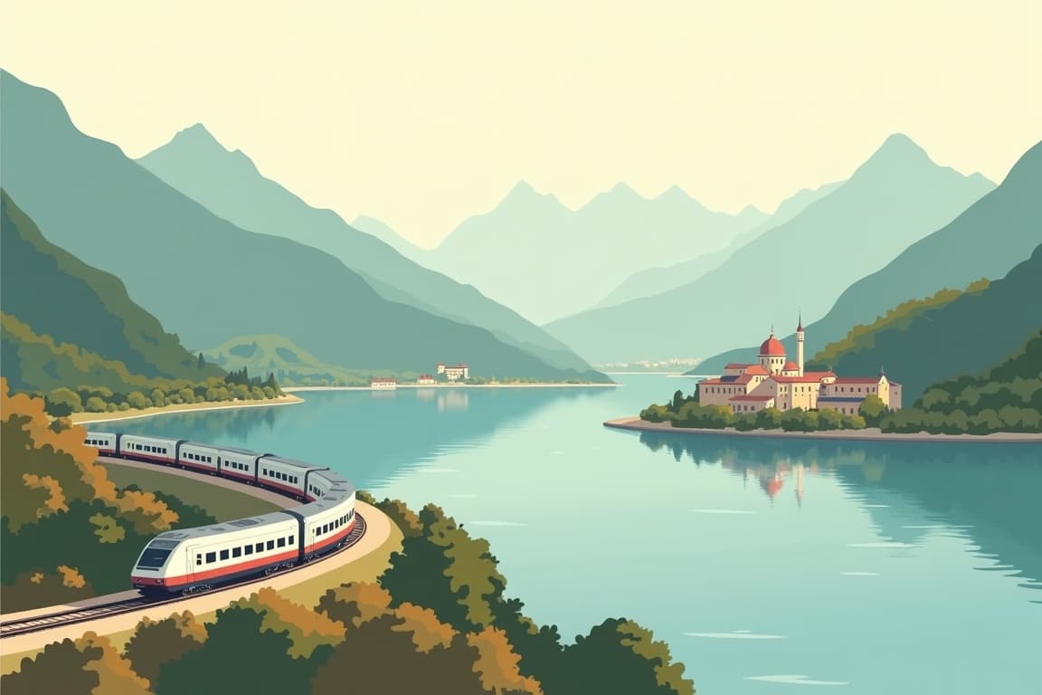 Illustration of Lake Como, Tuscany, and Venice
