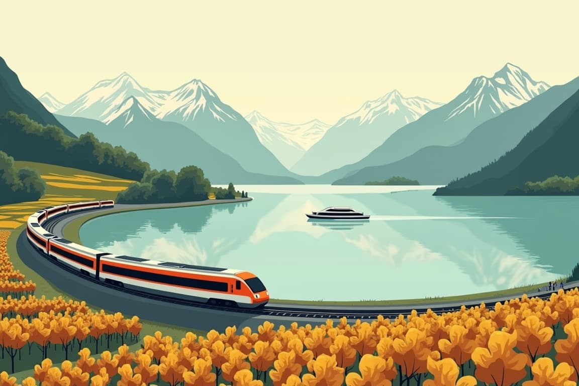 Illustration of Lake Geneva and the Golden Pass