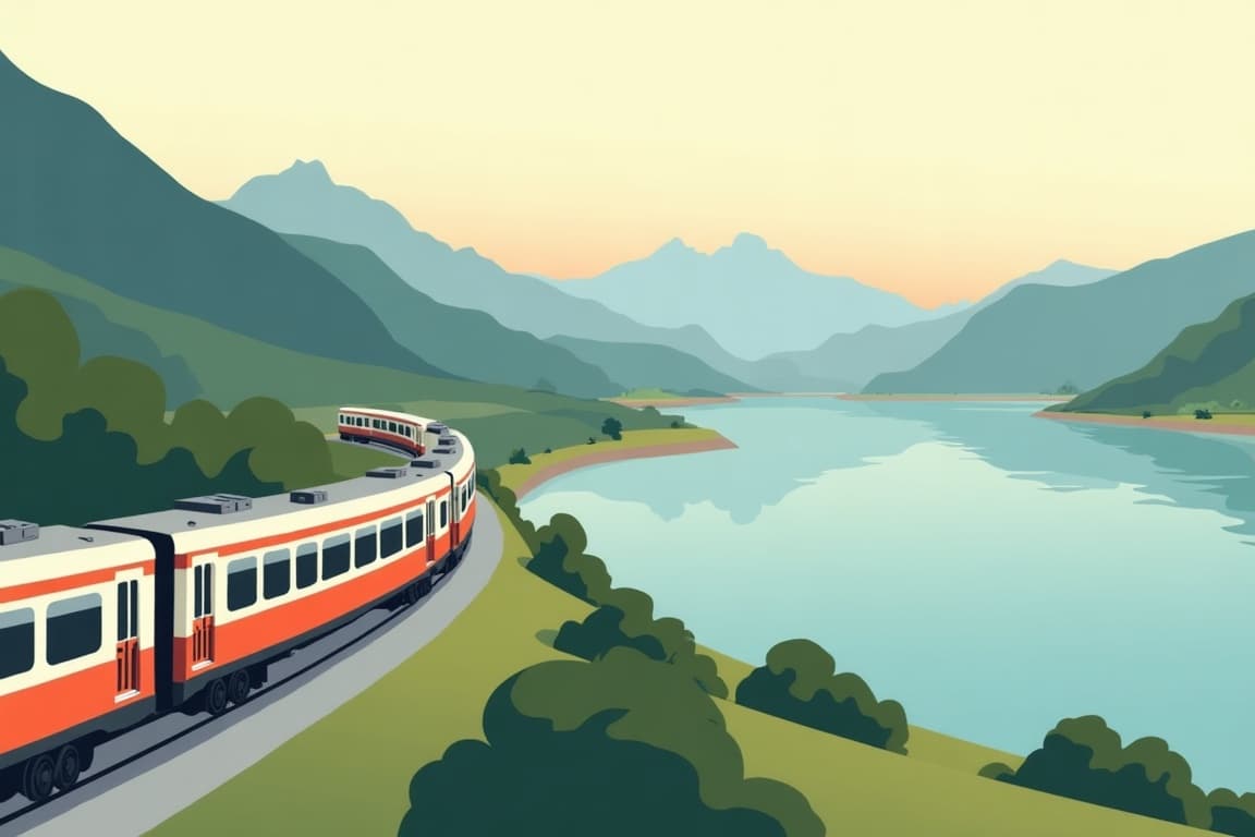 Illustration of Lake Maggiore by First Class Rail