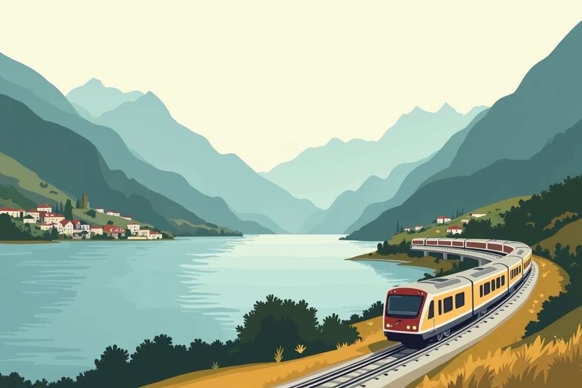 Illustration of Lake Maggiore by Rail