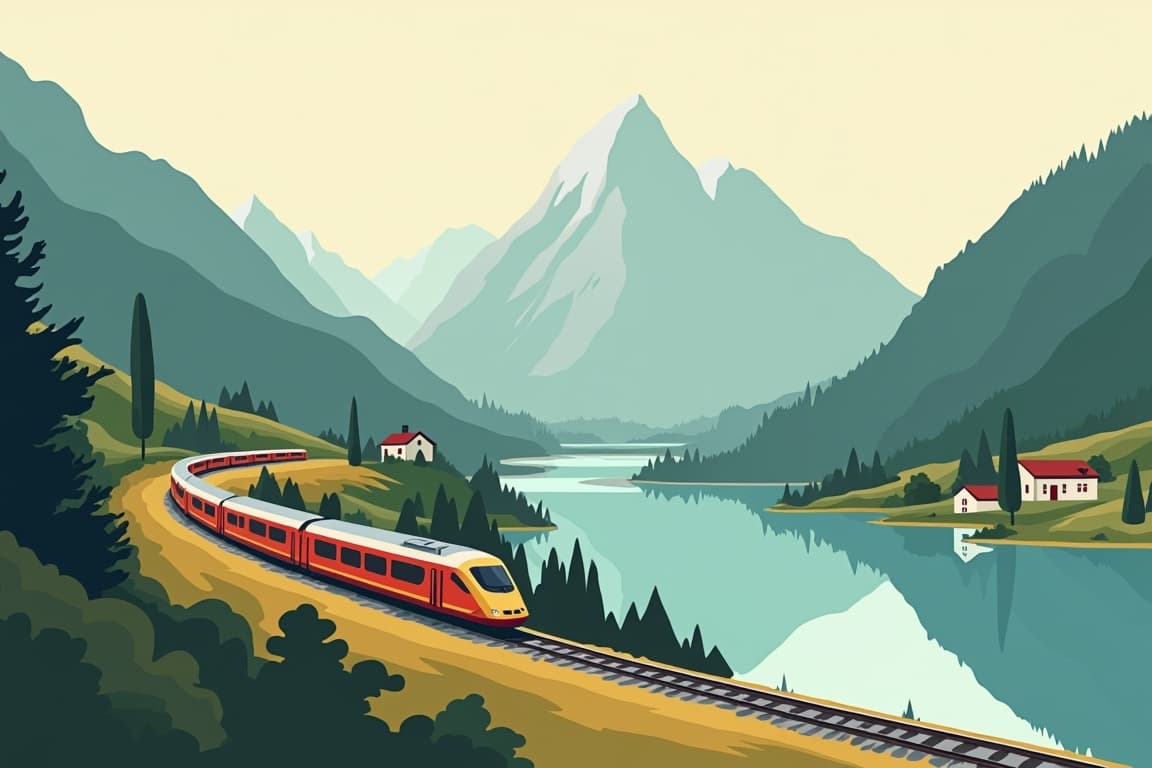 Illustration of Lake Orta by Rail