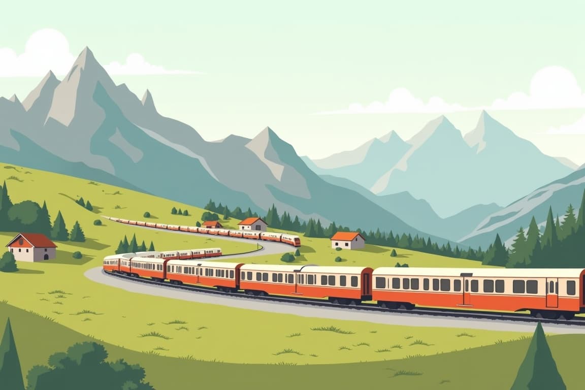 Illustration of Little Trains of the Dolomites