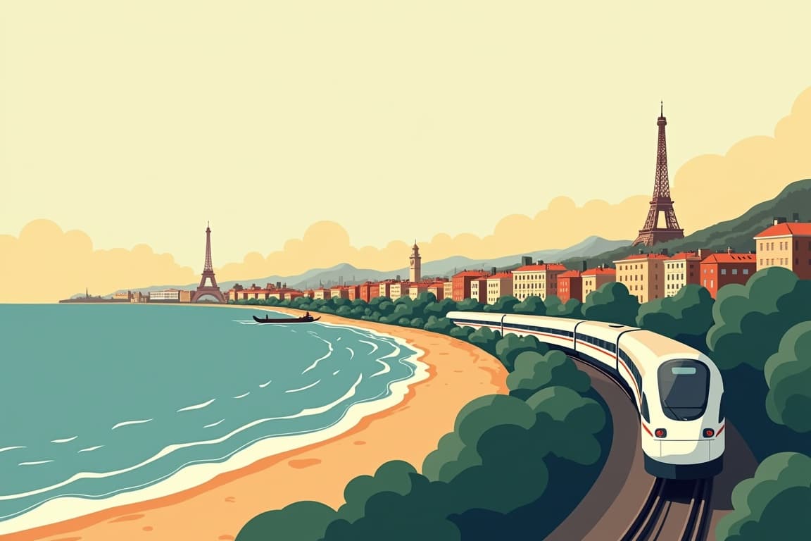 Illustration of London and Paris to Barcelona