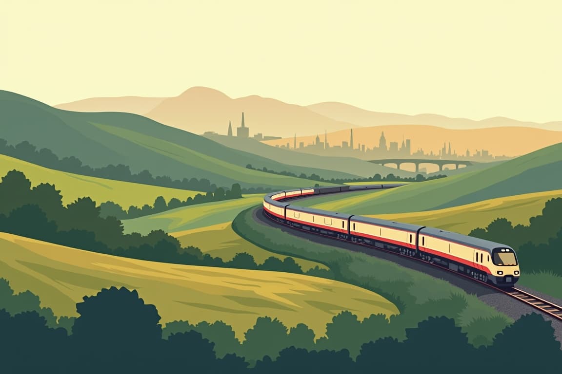 Illustration of London and the Peak District