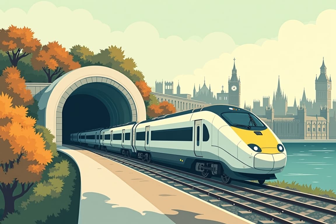 Illustration of London from Amsterdam
