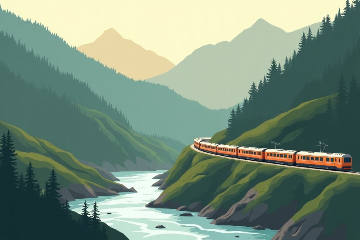 Illustration of Lyon and the French Alps