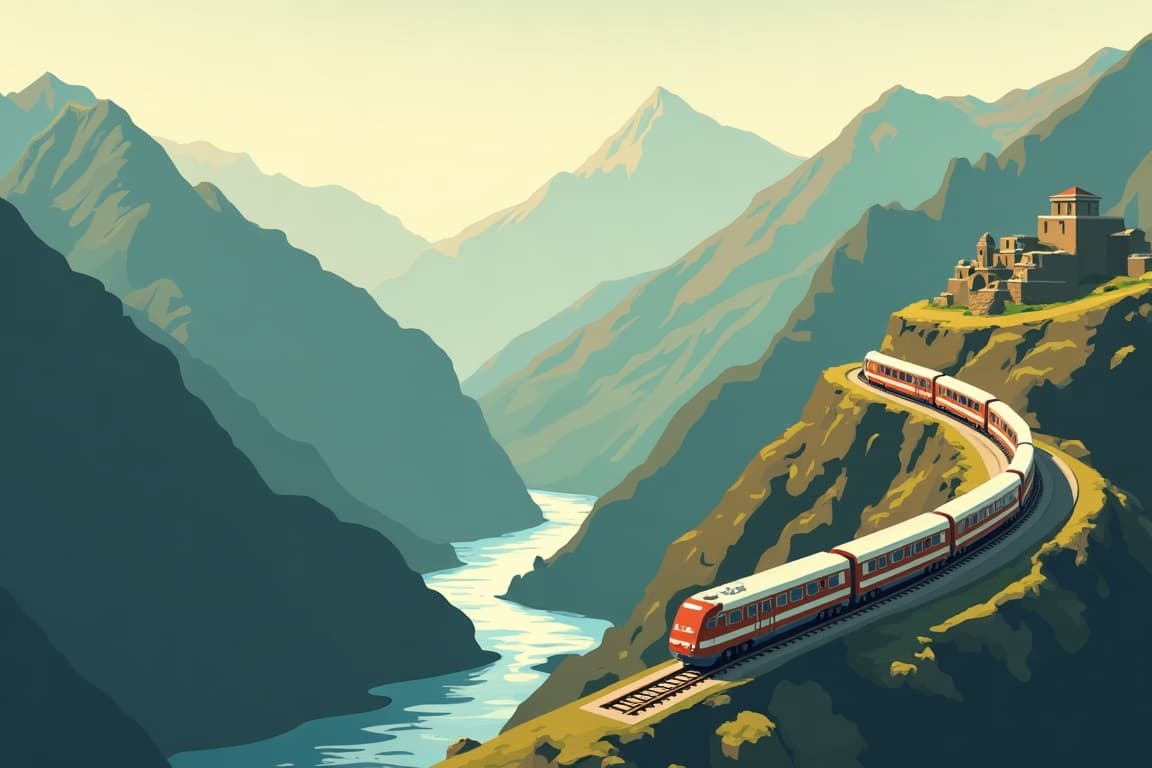 Illustration of Machu Picchu & the Andes