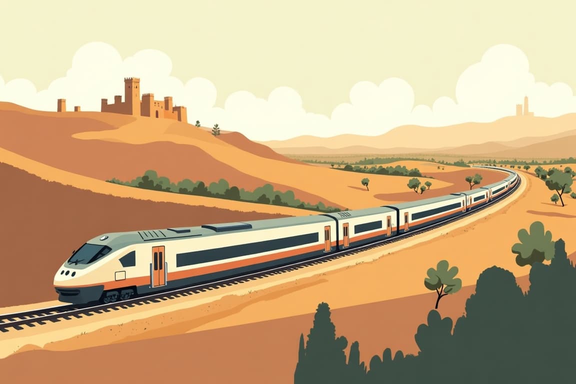 Illustration of Madrid and Granada to Barcelona