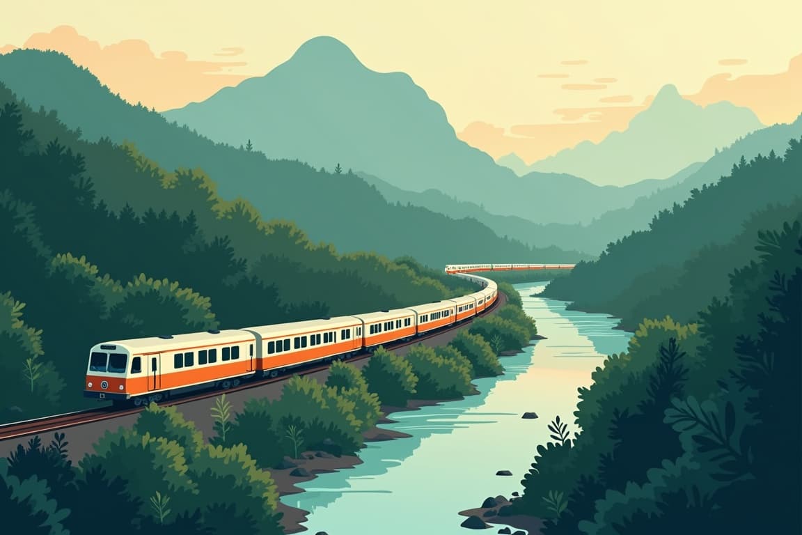 Illustration of Malaysia's Jungle Railway Adventure