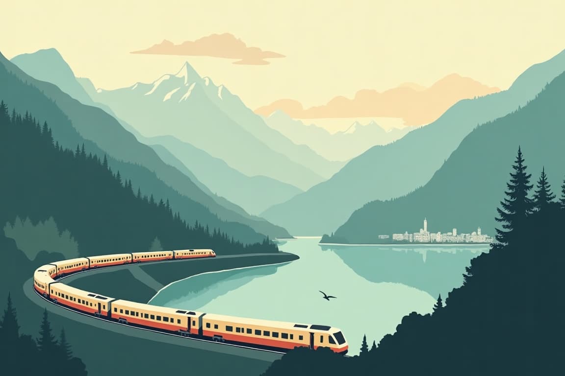 Illustration of Milan, Lake Como, and Zurich