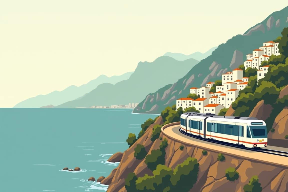 Illustration of Milan, Rome, and the Amalfi Coast
