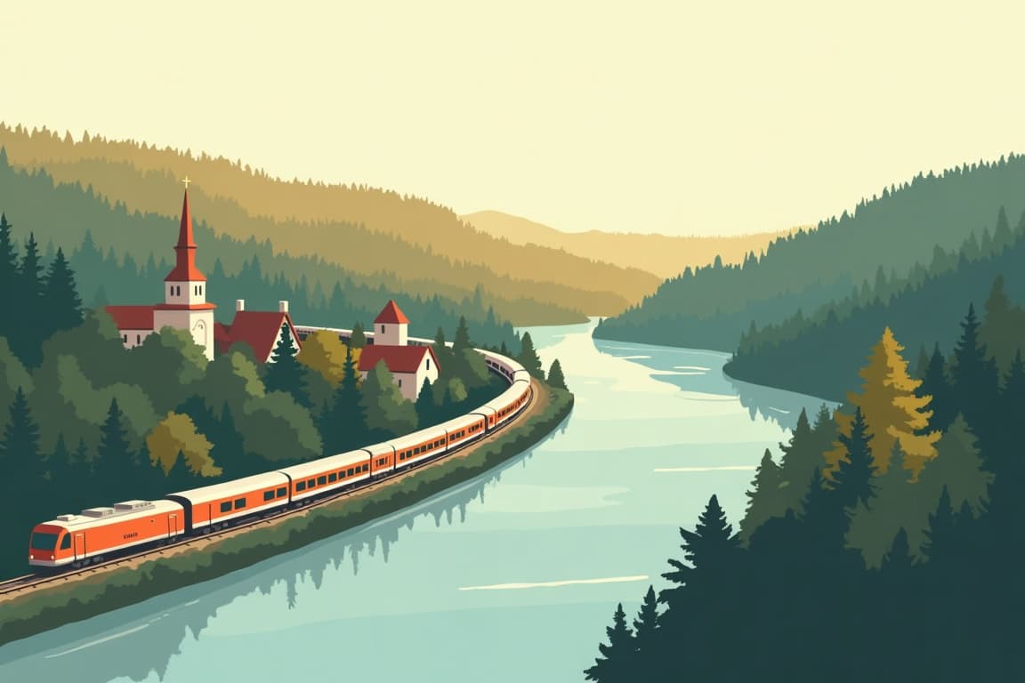 Illustration of Montreal & Quebec City by Rail