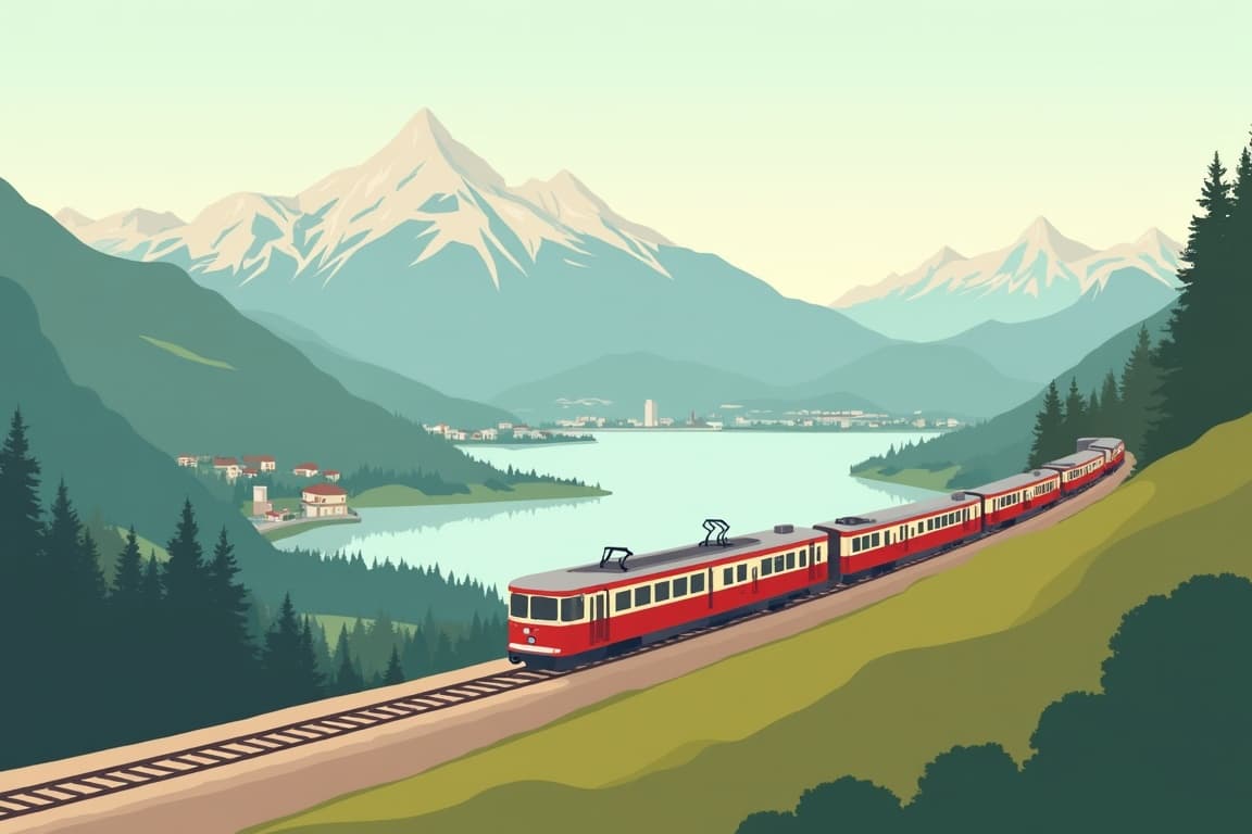 Illustration of Montreux with Zurich & Lucerne