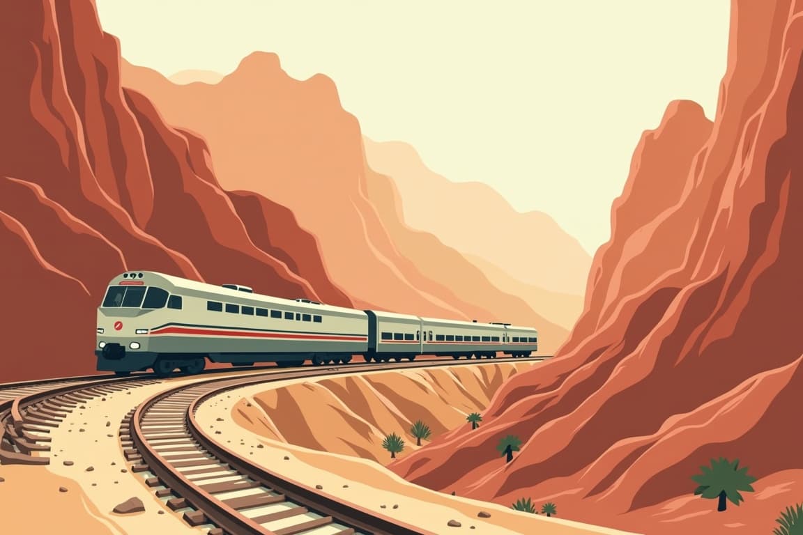 Illustration of Mountain Peaks and Canyons