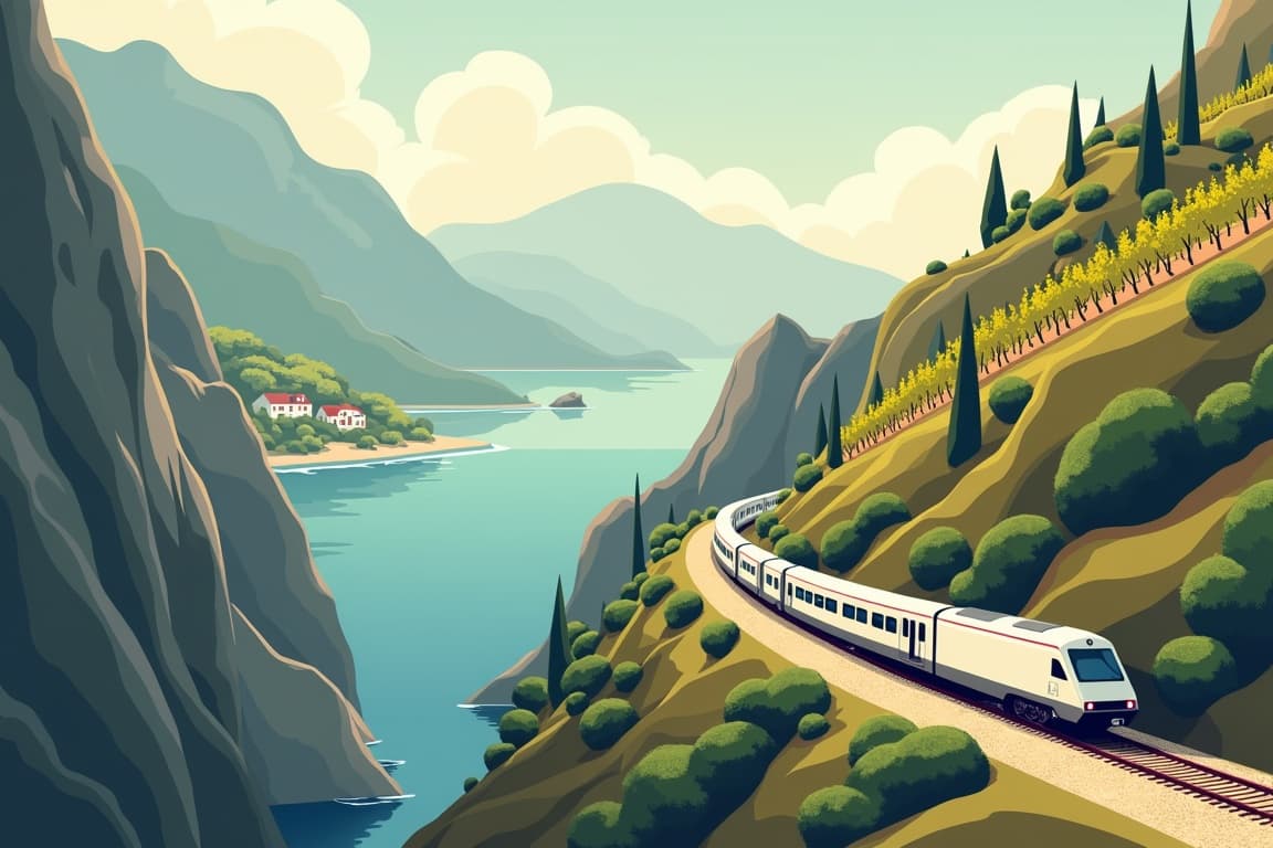 Illustration of Mountains & Coast in Montenegro