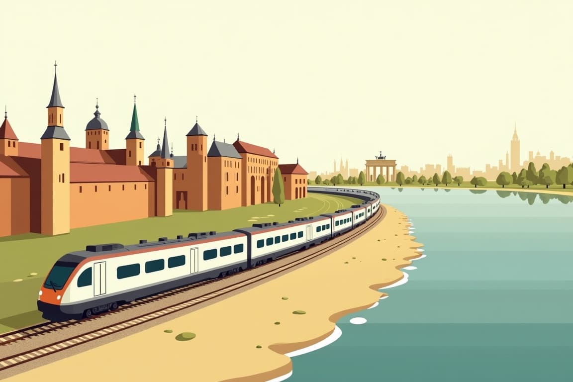 Illustration of Munich and Berlin from Nuremberg