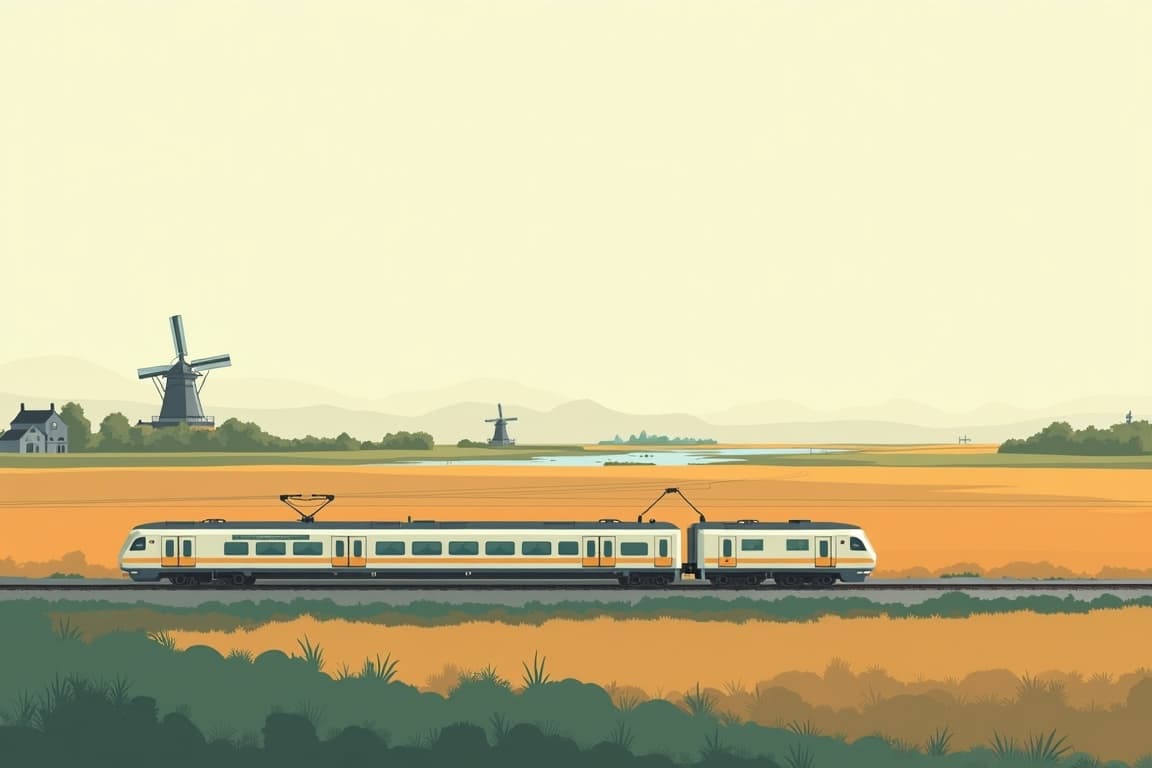 Illustration of Munich and Berlin to Amsterdam