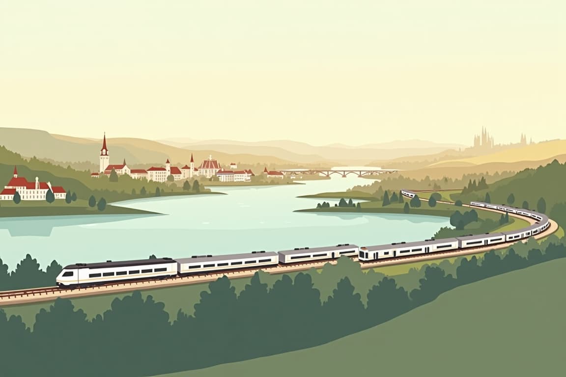 Illustration of Munich and Frankfurt from Budapest
