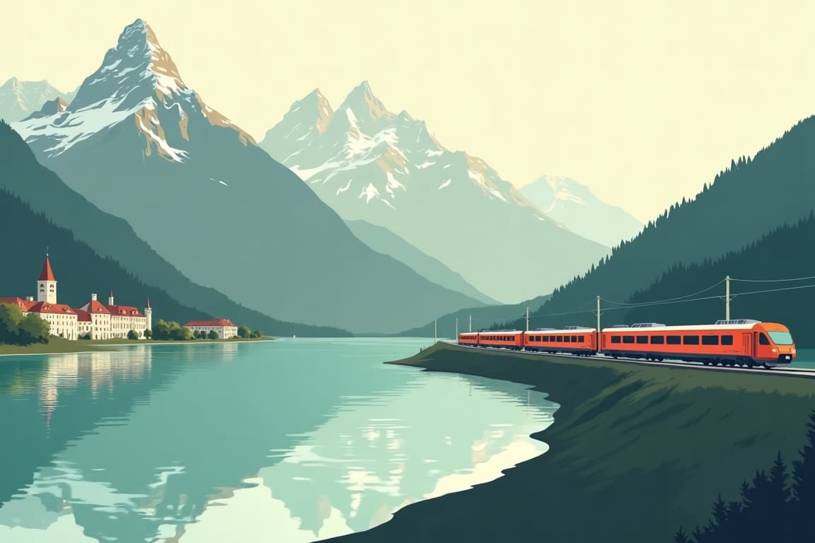 Illustration of Munich, Lucerne, and Venice
