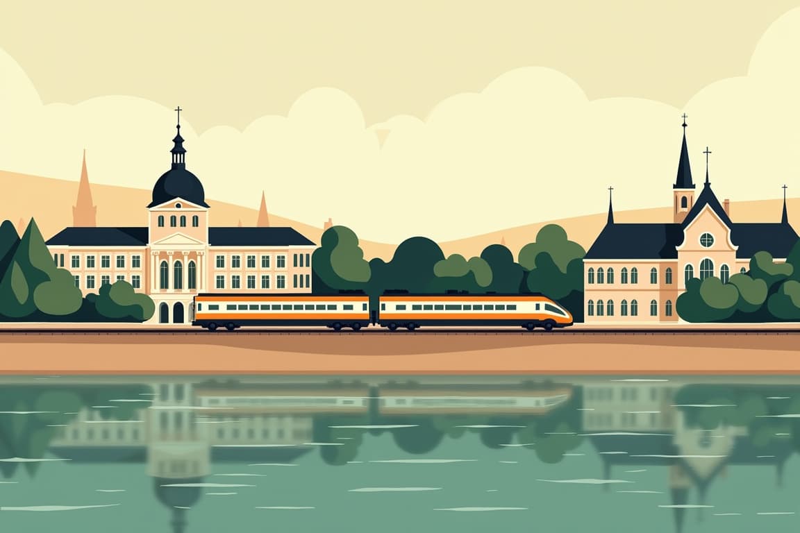 Illustration of Munich, Paris, London, and Dublin