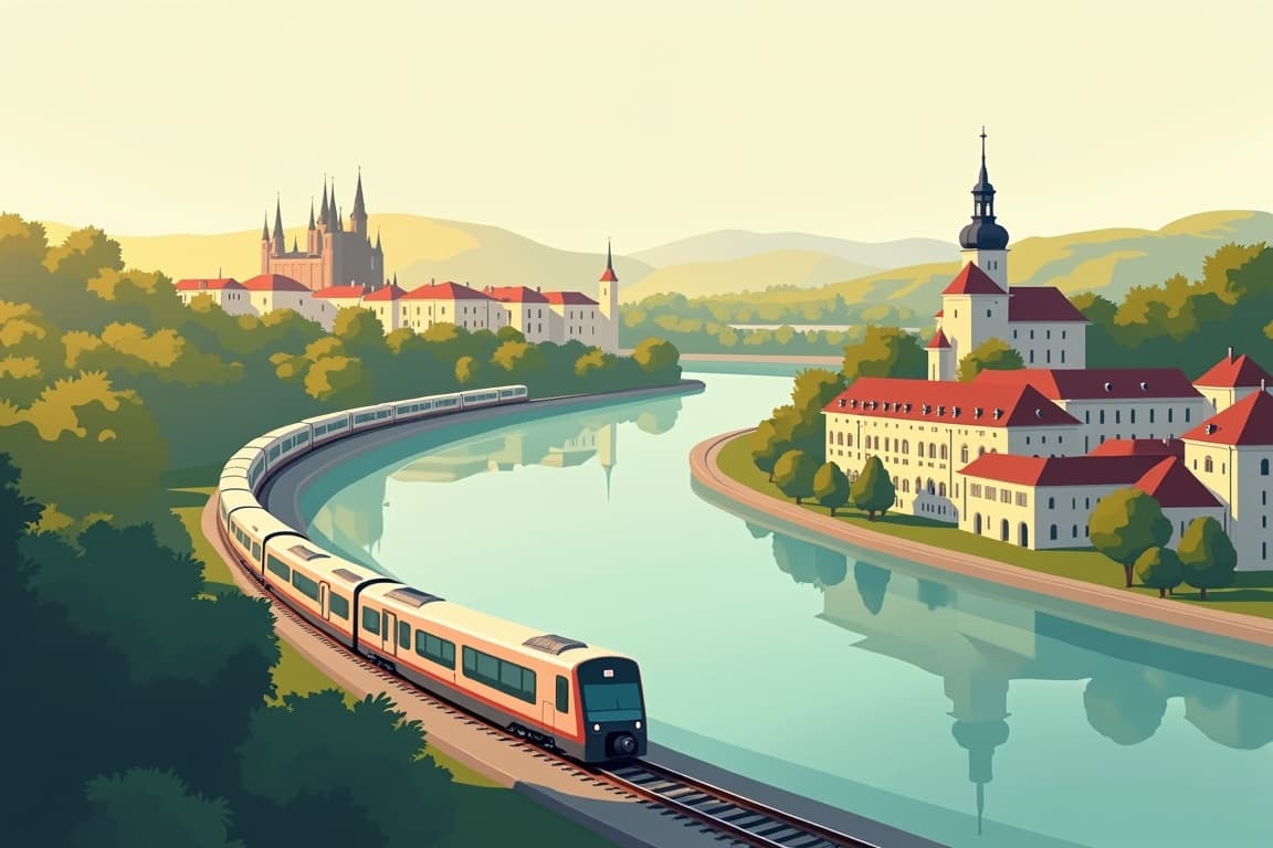 Illustration of Munich, Prague, and Vienna