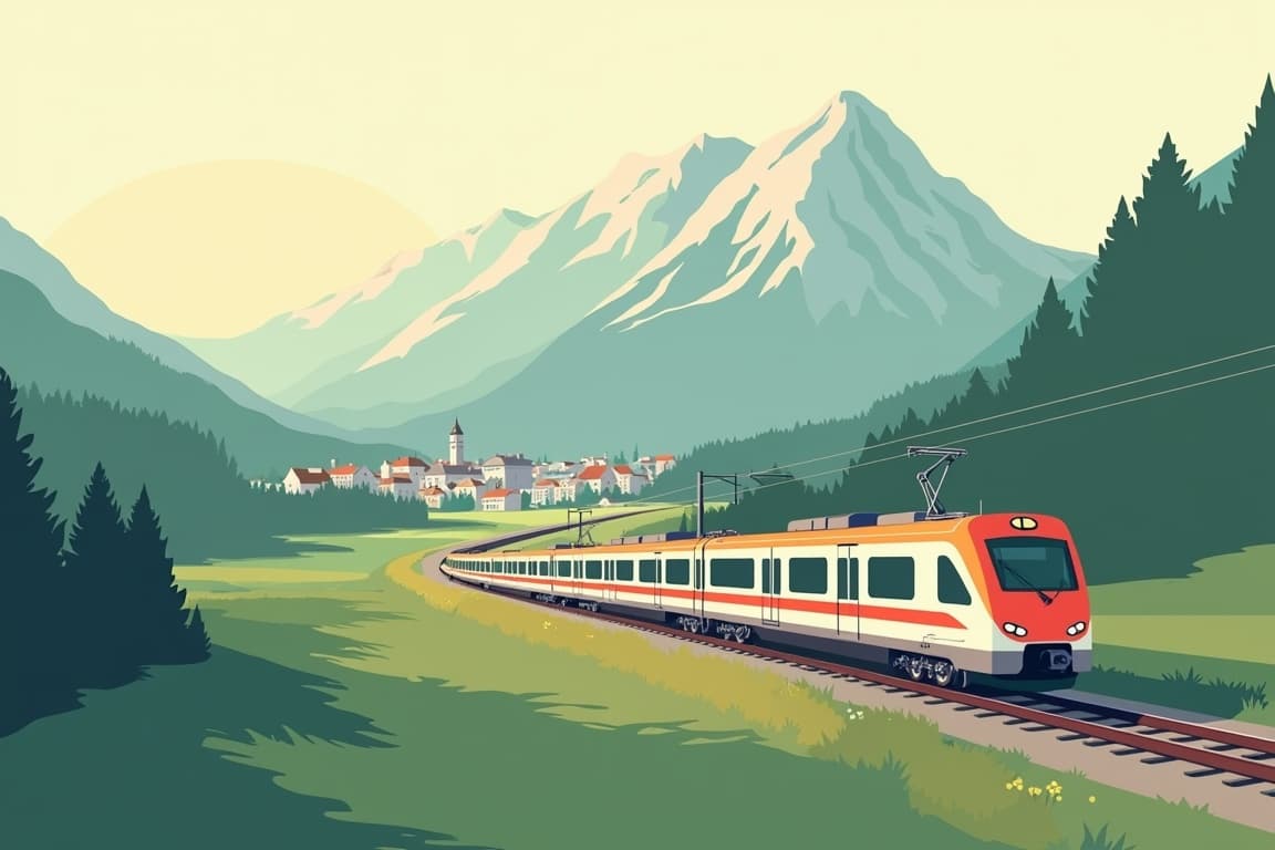 Illustration of Munich, Salzburg, and Zurich