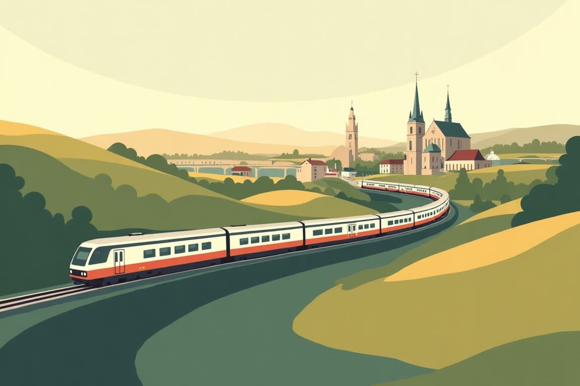 Illustration of Munich, Vienna, and Prague