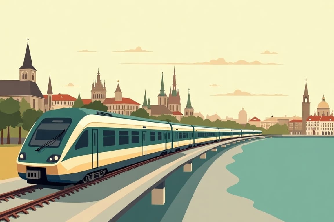 Illustration of Munich, Vienna, and Venice