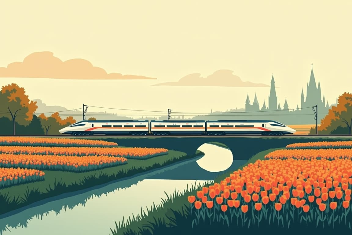 Illustration of Netherlands in Springtime