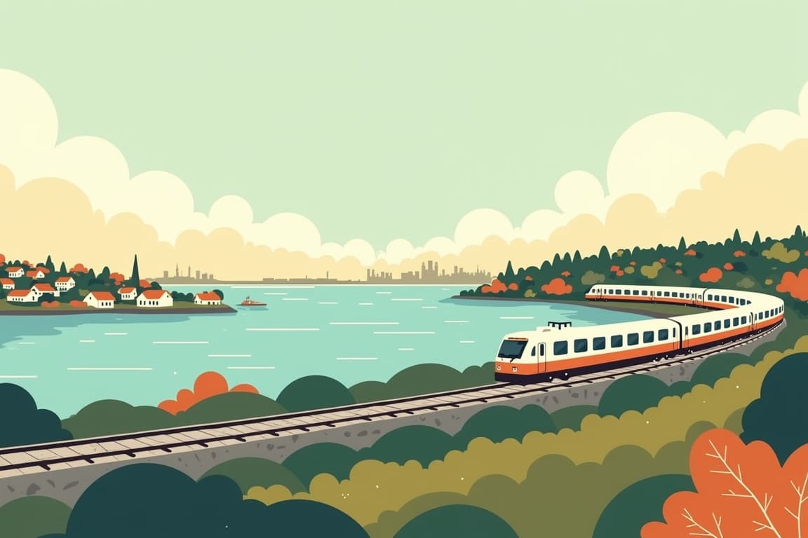 Illustration of Nordic Cities by Rail