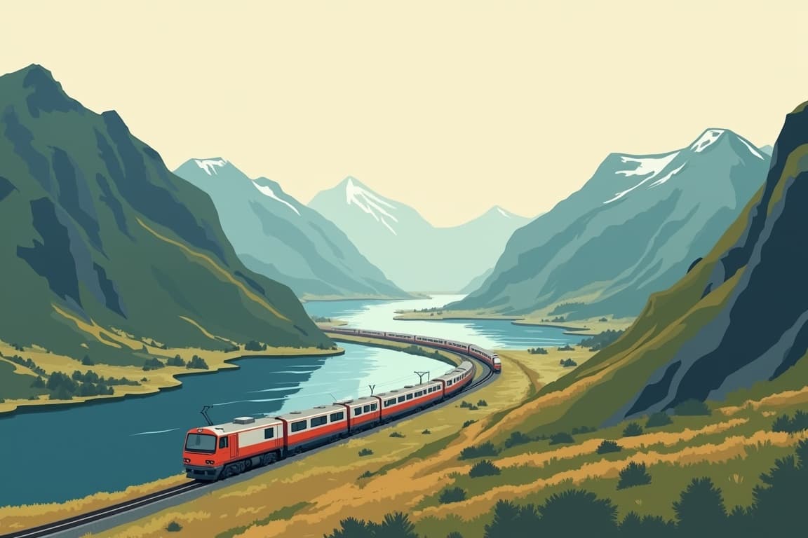 Illustration of Nordland railway Trondheim - Bodo